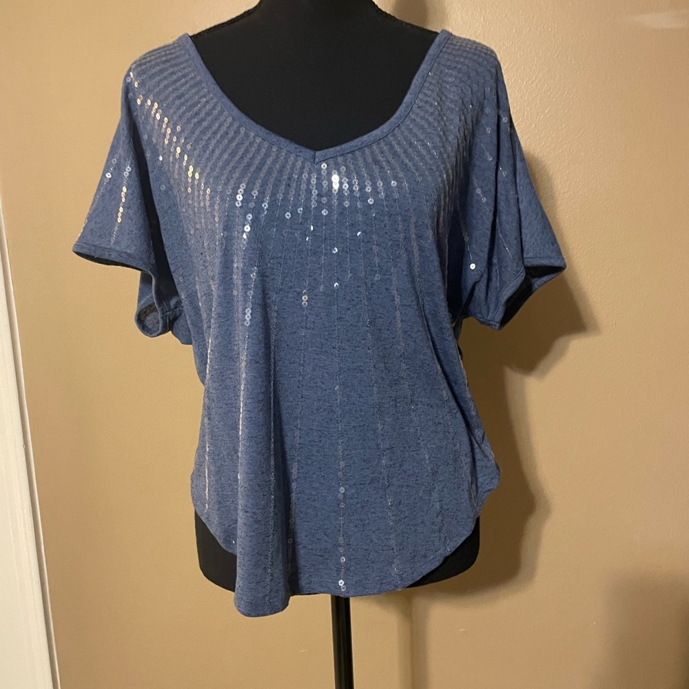 Blue top with clear sequins